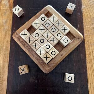 Wooden Tic-Tac-Toe Puzzle Game - Natural Wood